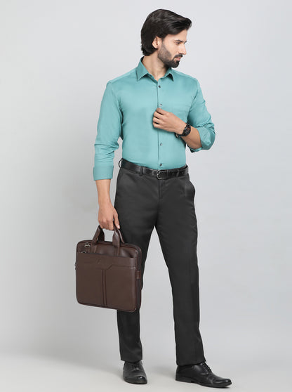 Green Solid Slim Fit Formal Shirt | JadeBlue
