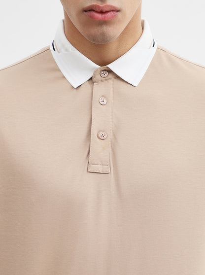 Fawn Solid Slim Fit Polo T-Shirt | JadeBlue