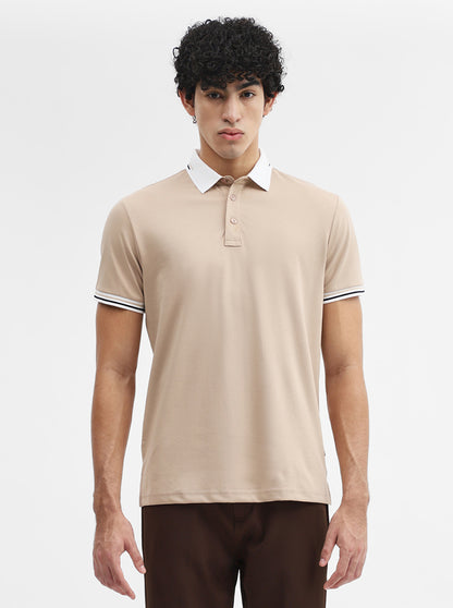 Fawn Solid Slim Fit Polo T-Shirt | JadeBlue