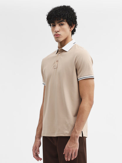Fawn Solid Slim Fit Polo T-Shirt | JadeBlue