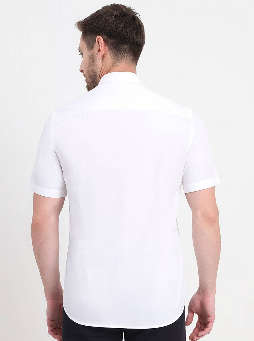 White Solid Smart Fit Semi Casual Shirt | JadeBlue