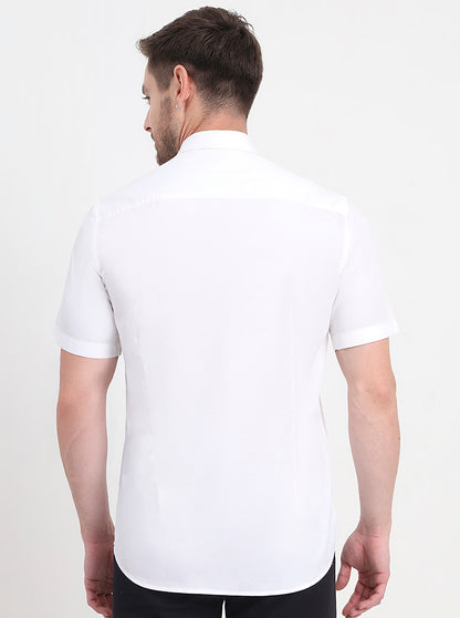 White Solid Smart Fit Semi Casual Shirt | JadeBlue