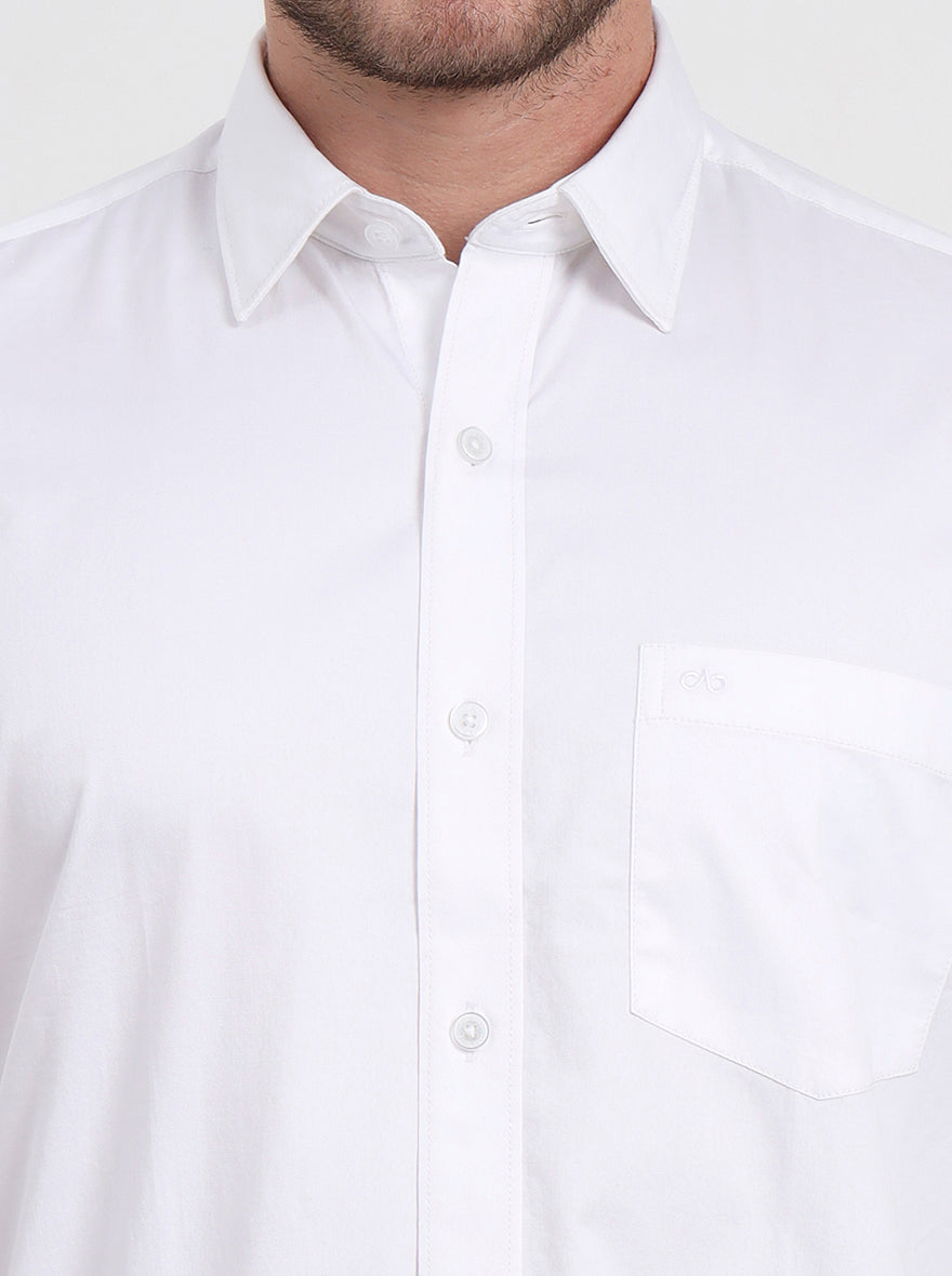 White Solid Smart Fit Semi Casual Shirt | JadeBlue
