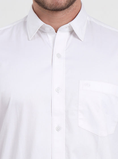 White Solid Smart Fit Semi Casual Shirt | JadeBlue