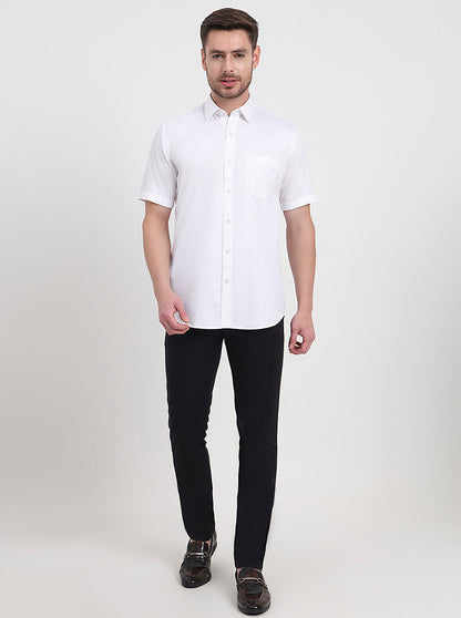 White Solid Smart Fit Semi Casual Shirt | JadeBlue