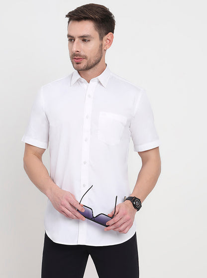 White Solid Smart Fit Semi Casual Shirt | JadeBlue