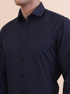 Blue Checked Slim Fit Formal Shirt | Greenfibre