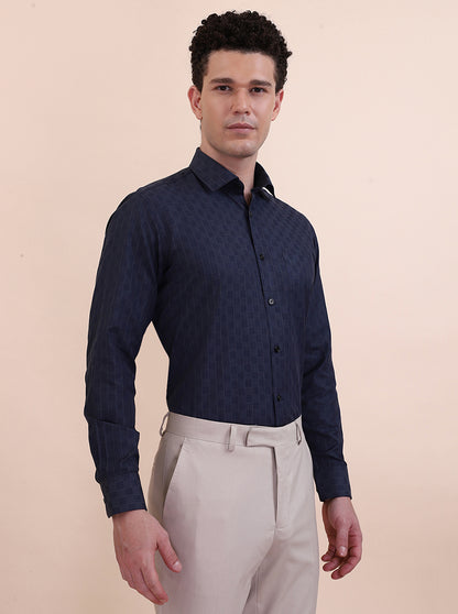 Blue Checked Slim Fit Formal Shirt | Greenfibre