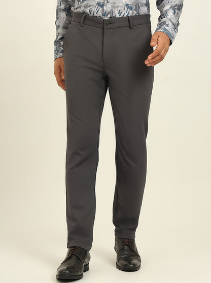 Dark Grey Solid Venice Fit Casual Trouser | JadeBlue