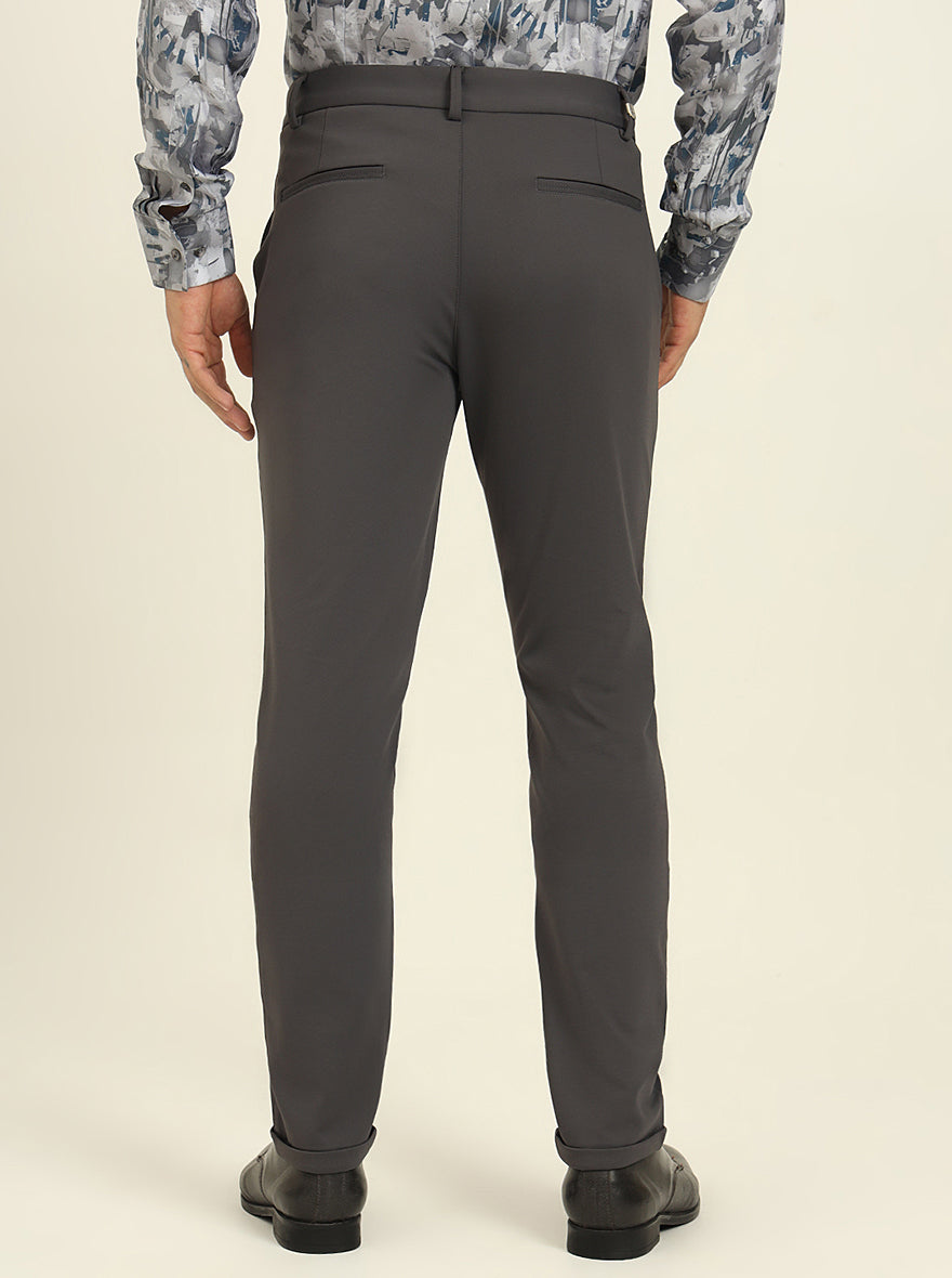 Dark Grey Solid Venice Fit Casual Trouser | JadeBlue