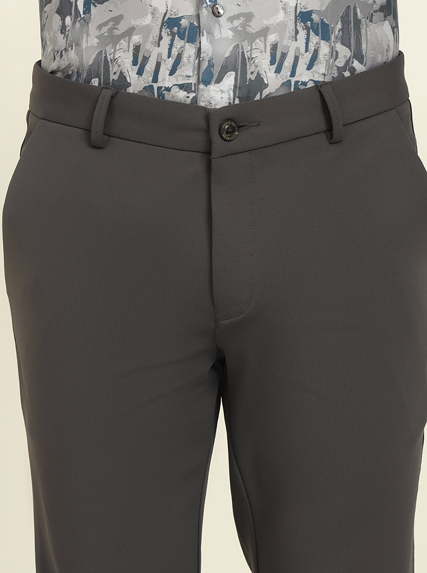 Dark Grey Solid Venice Fit Casual Trouser | JadeBlue