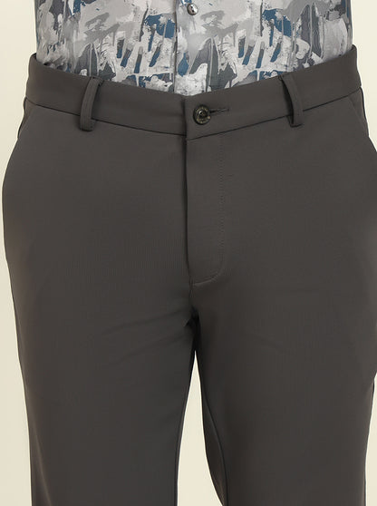 Dark Grey Solid Venice Fit Casual Trouser | JadeBlue
