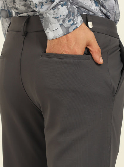 Dark Grey Solid Venice Fit Casual Trouser | JadeBlue