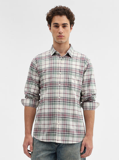 Purple Checked Slim Fit Casual Shirt | JadeBlue
