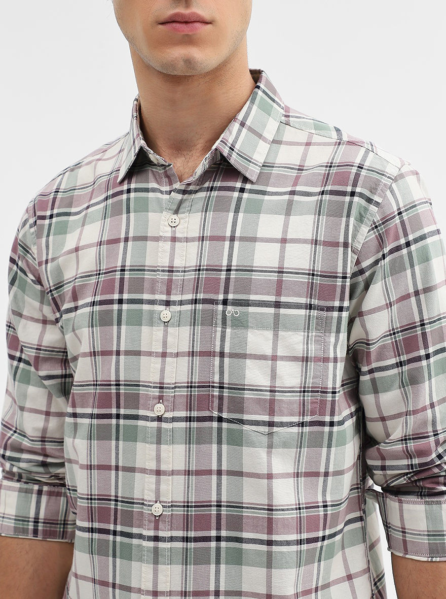 Purple Checked Slim Fit Casual Shirt | JadeBlue