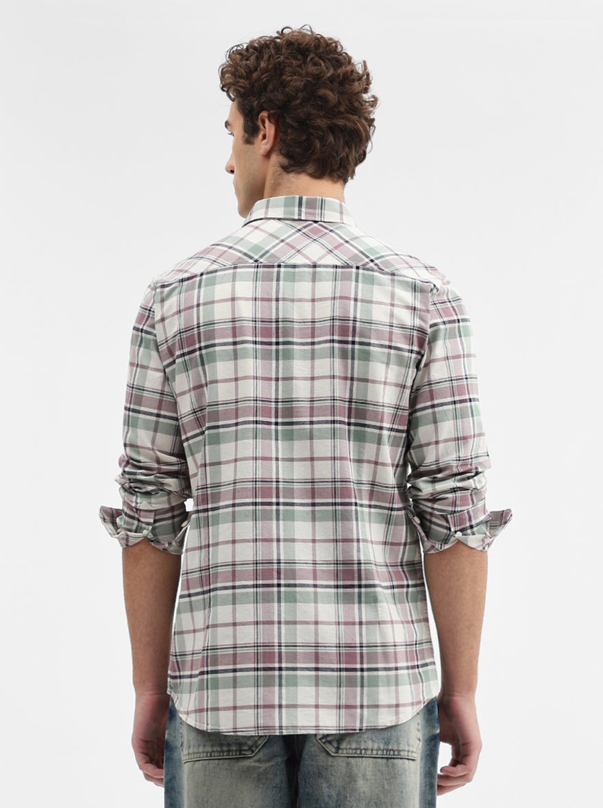 Purple Checked Slim Fit Casual Shirt | JadeBlue