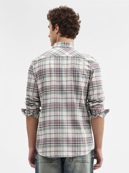 Purple Checked Slim Fit Casual Shirt | JadeBlue