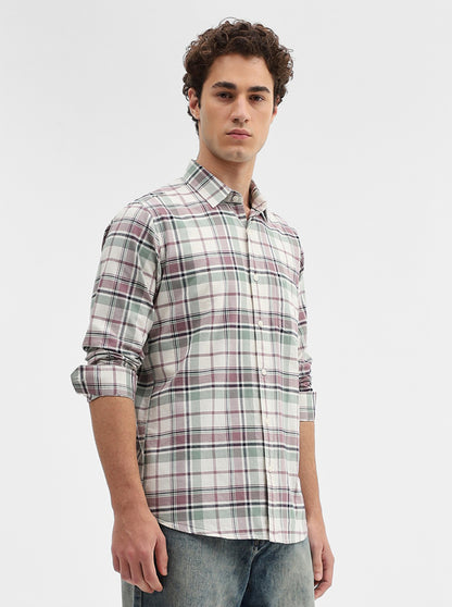 Purple Checked Slim Fit Casual Shirt | JadeBlue