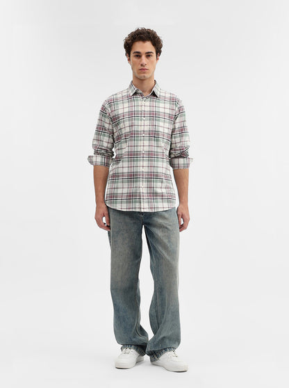 Purple Checked Slim Fit Casual Shirt | JadeBlue