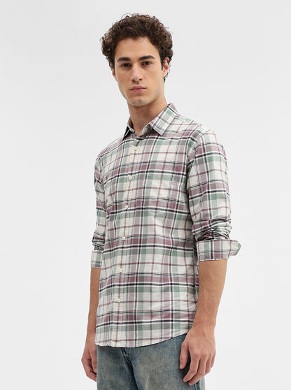 Purple Checked Slim Fit Casual Shirt | JadeBlue