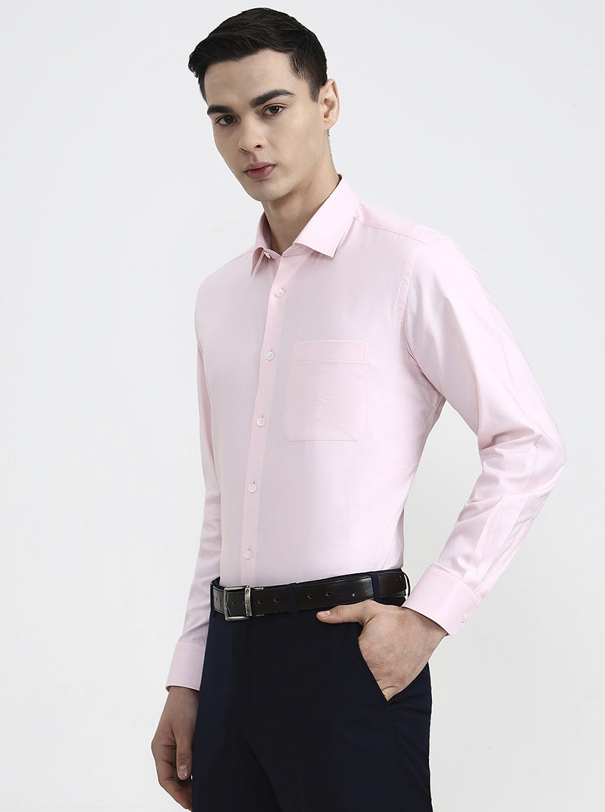Light Pink Solid Regular Fit Formal Shirt | JadeBlue