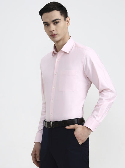 Light Pink Solid Regular Fit Formal Shirt | JadeBlue