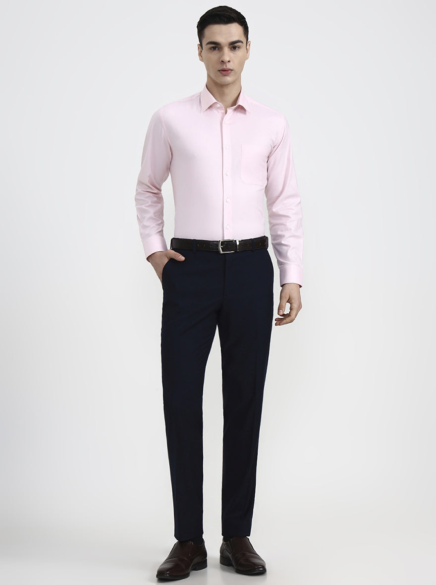 Light Pink Solid Regular Fit Formal Shirt | JadeBlue