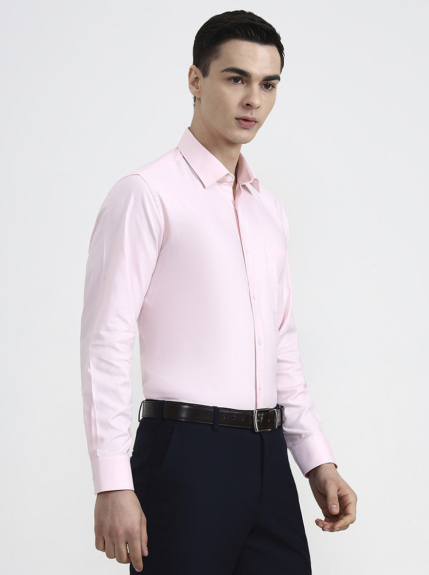 Light Pink Solid Regular Fit Formal Shirt | JadeBlue