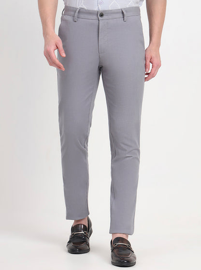 Philippine Grey Solid Slim Fit Casual Trouser | JadeBlue