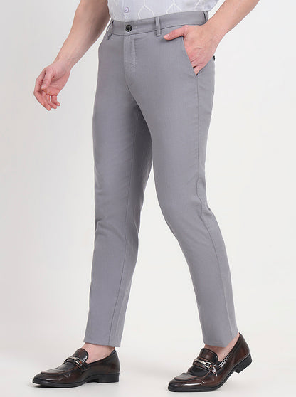 Philippine Grey Solid Slim Fit Casual Trouser | JadeBlue