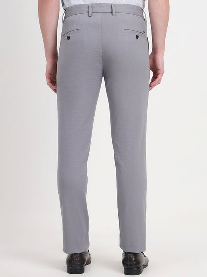 Philippine Grey Solid Slim Fit Casual Trouser | JadeBlue