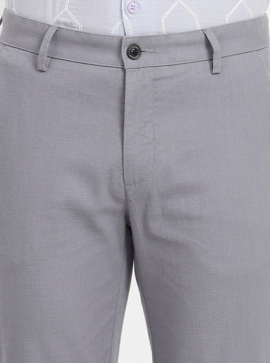 Philippine Grey Solid Slim Fit Casual Trouser | JadeBlue