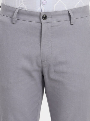 Philippine Grey Solid Slim Fit Casual Trouser | JadeBlue
