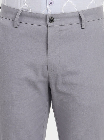 Philippine Grey Solid Slim Fit Casual Trouser | JadeBlue