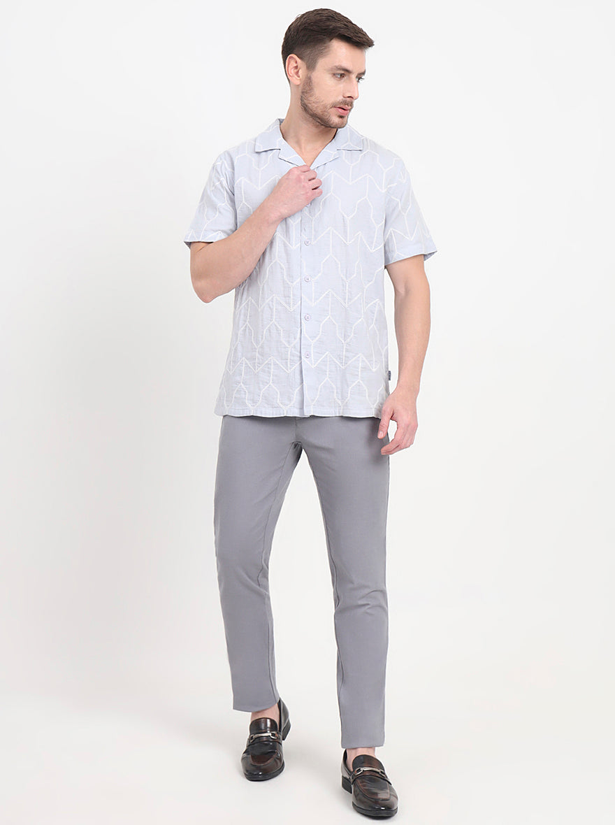 Philippine Grey Solid Slim Fit Casual Trouser | JadeBlue