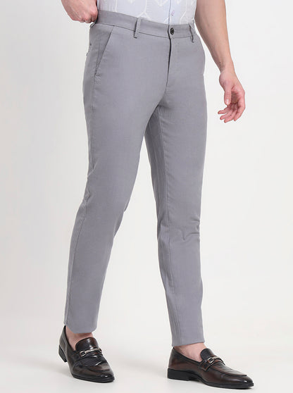 Philippine Grey Solid Slim Fit Casual Trouser | JadeBlue