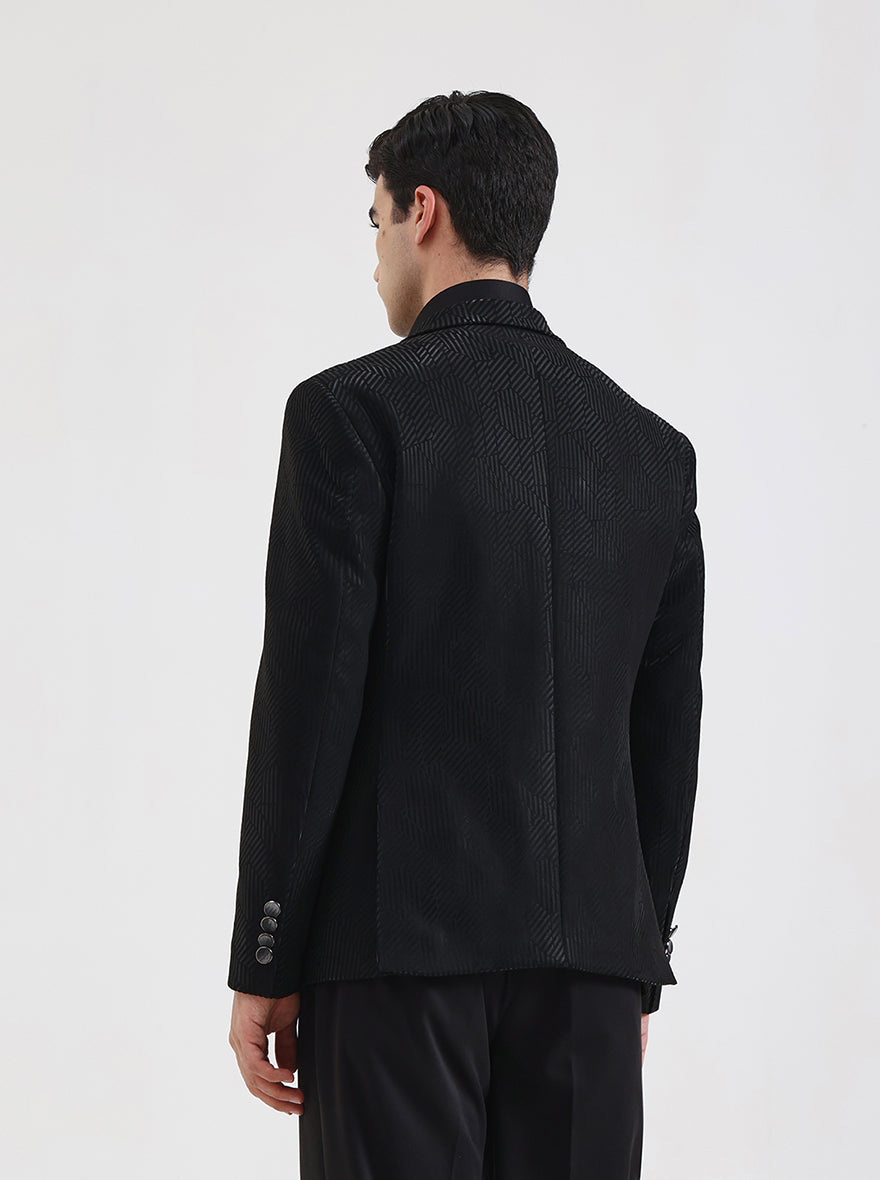 Black Solid Regular Fit Blazer | JB Studio