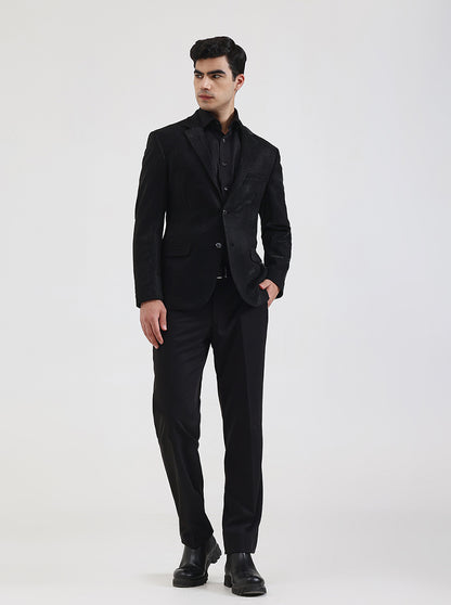 Black Solid Regular Fit Blazer | JB Studio