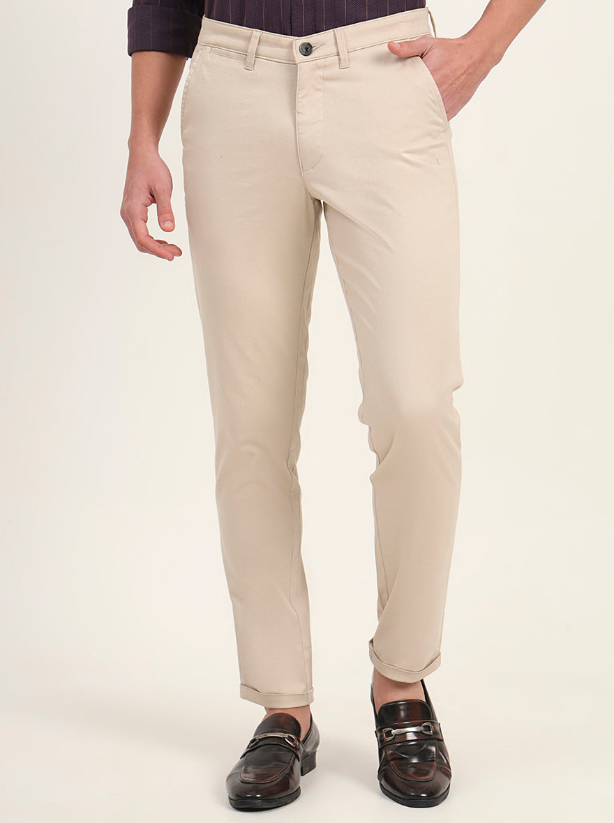 Khaki Solid Neo Fit Casual Trouser | Greenfibre