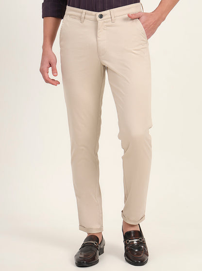 Khaki Solid Neo Fit Casual Trouser | Greenfibre