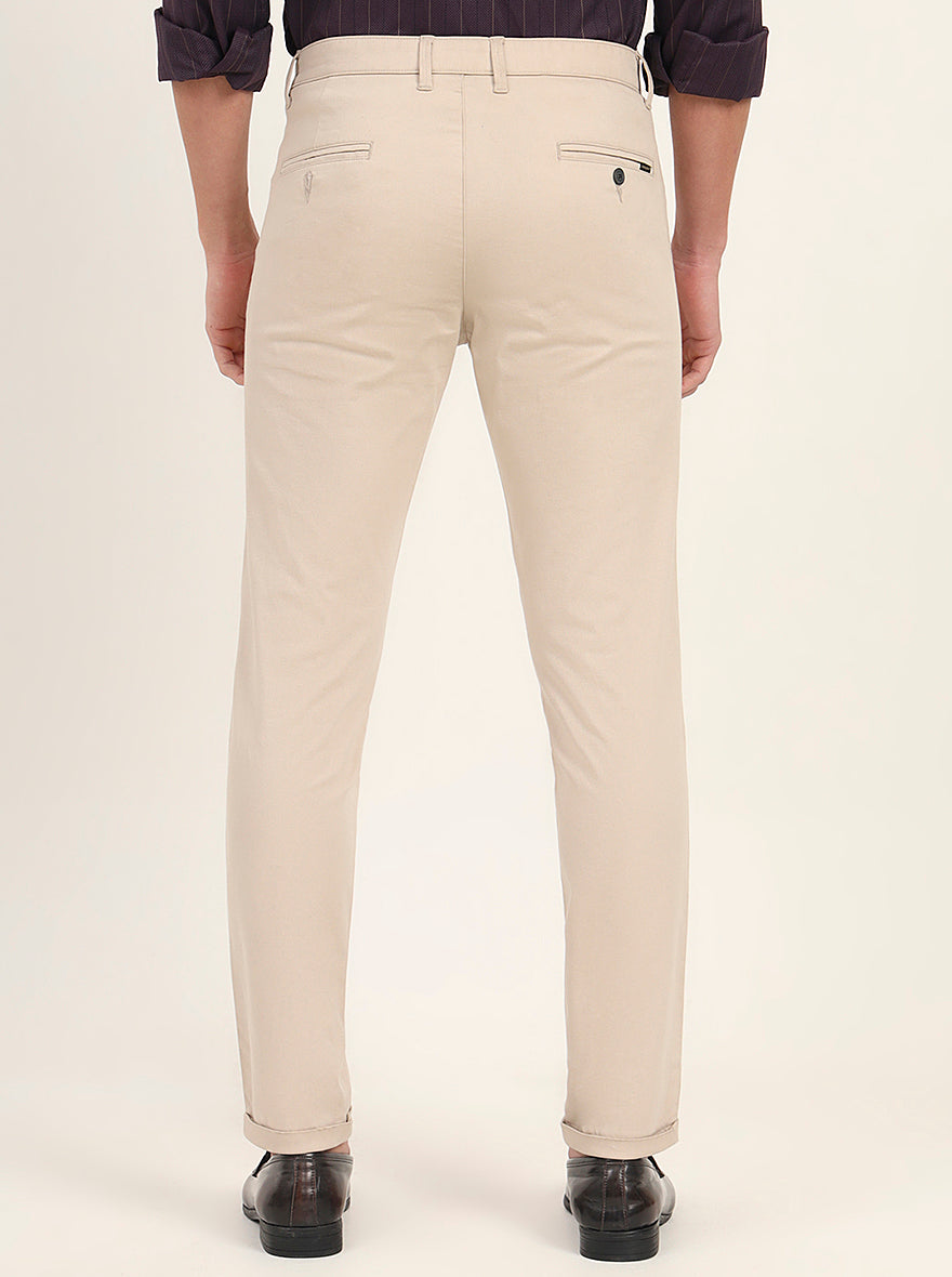 Khaki Solid Neo Fit Casual Trouser | Greenfibre