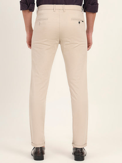 Khaki Solid Neo Fit Casual Trouser | Greenfibre