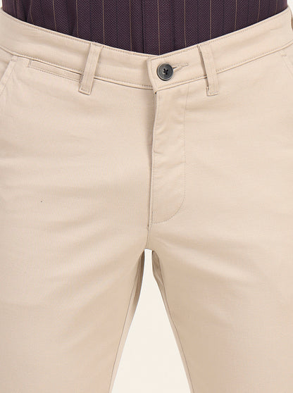 Khaki Solid Neo Fit Casual Trouser | Greenfibre