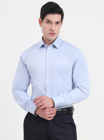 Sky Blue Solid Regular Fit Formal Shirt | JadeBlue