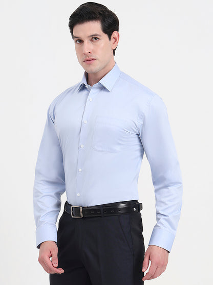 Sky Blue Solid Regular Fit Formal Shirt | JadeBlue