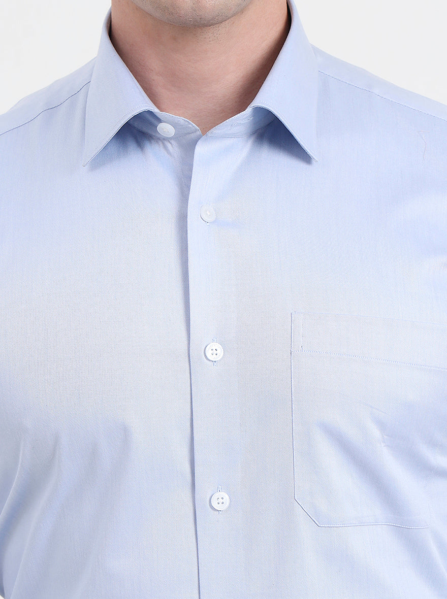 Sky Blue Solid Regular Fit Formal Shirt | JadeBlue