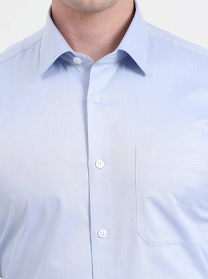 Sky Blue Solid Regular Fit Formal Shirt | JadeBlue