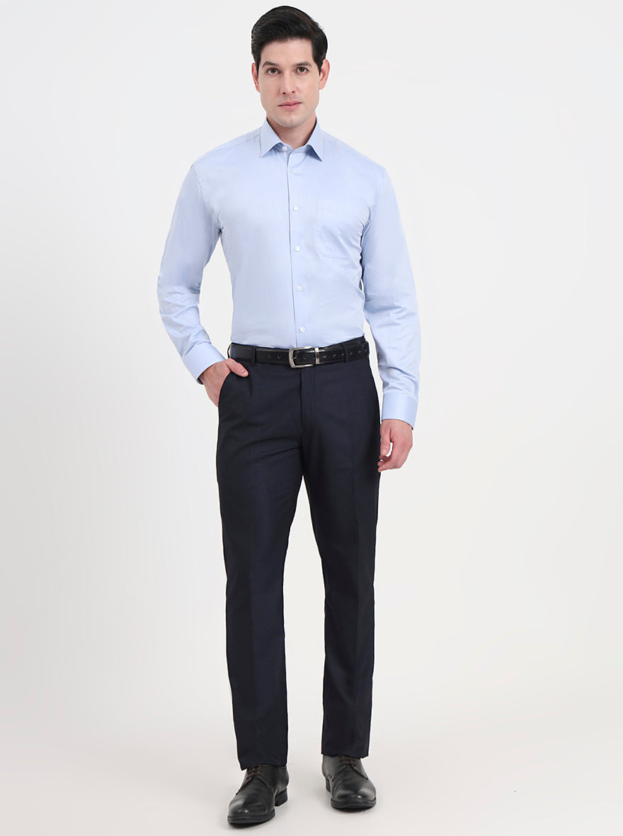 Sky Blue Solid Regular Fit Formal Shirt | JadeBlue