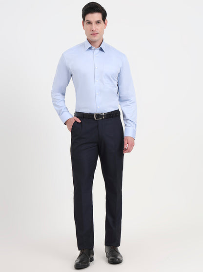 Sky Blue Solid Regular Fit Formal Shirt | JadeBlue