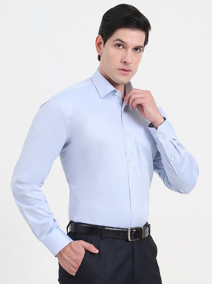 Sky Blue Solid Regular Fit Formal Shirt | JadeBlue